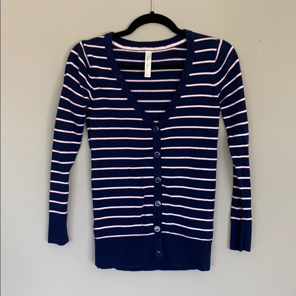Navy and pink button up cardigan